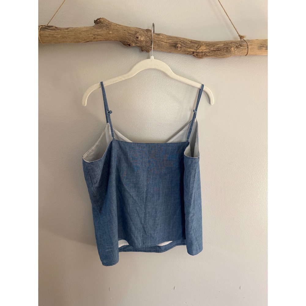 J.Crew Blue Cotton Chambray V-Neck Camisole Top Adjustable Straps Size 14 - Picture 6 of 6